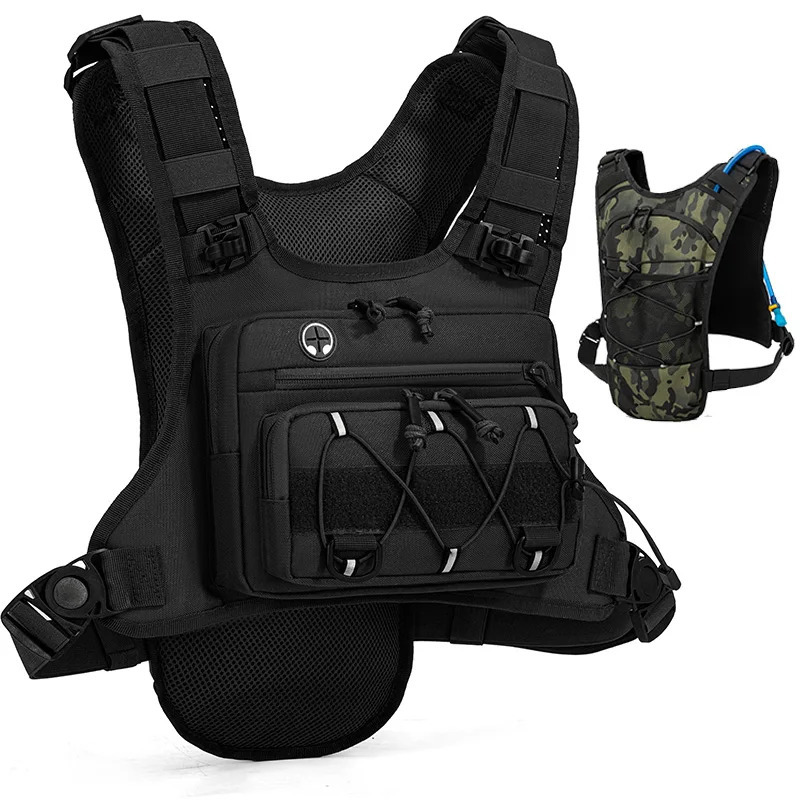 Hydration Vest Running Chest Pack Backpack, Black Unisex Trail Running Hydration Pack with Adjustable Straps
