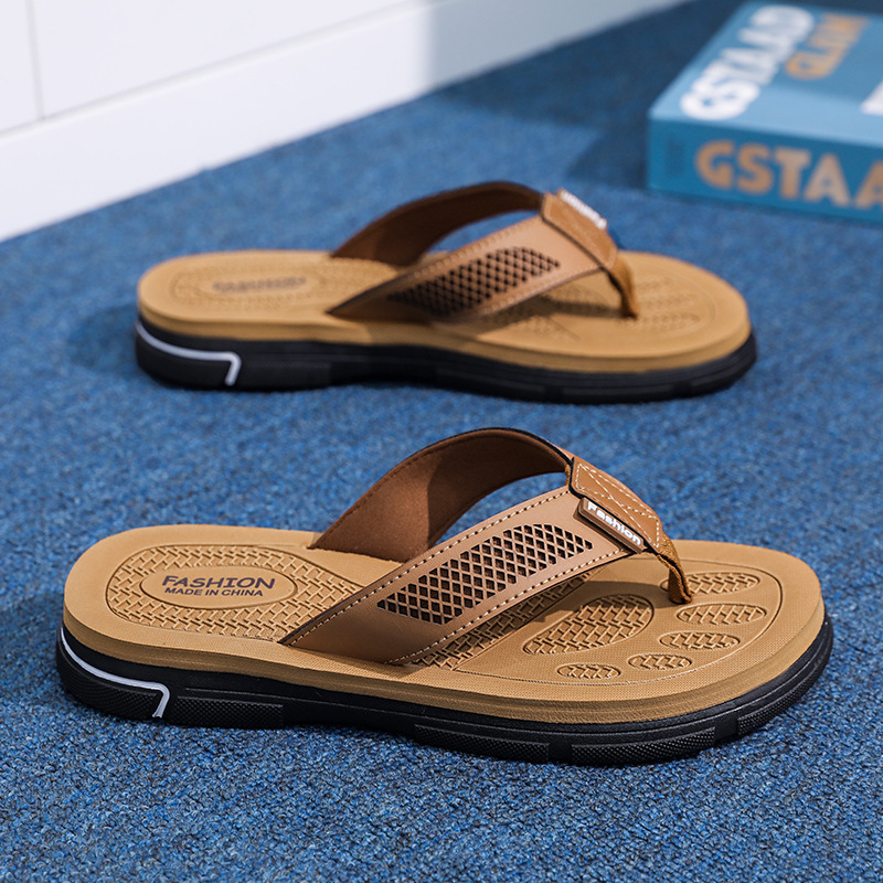 2026 Summer New Design Men's Flat Sandals Cool Breathable Soft Casual Anti-slip Soles High-end Outdoor Beach Slippers Wear-resistant Fashionable