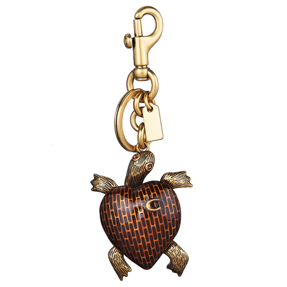 vintage heart-shaped turtle keychain, light luxury enamel bag pendant, women's alloy bag accessory, wholesale v4