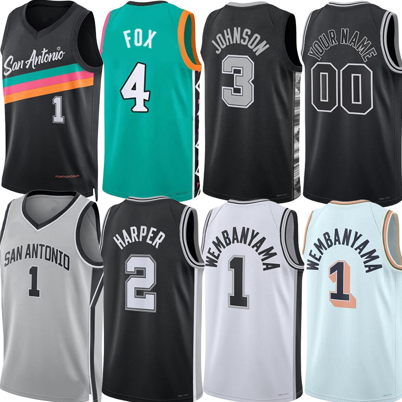 Victor Wembanyama Jersey Spur Basketball Jerseys De Aaron Fox Dylan Harper Stephon Castle Keldon Johnson Devin Vassell Harrison Barnes Kelly Olynyk Ci