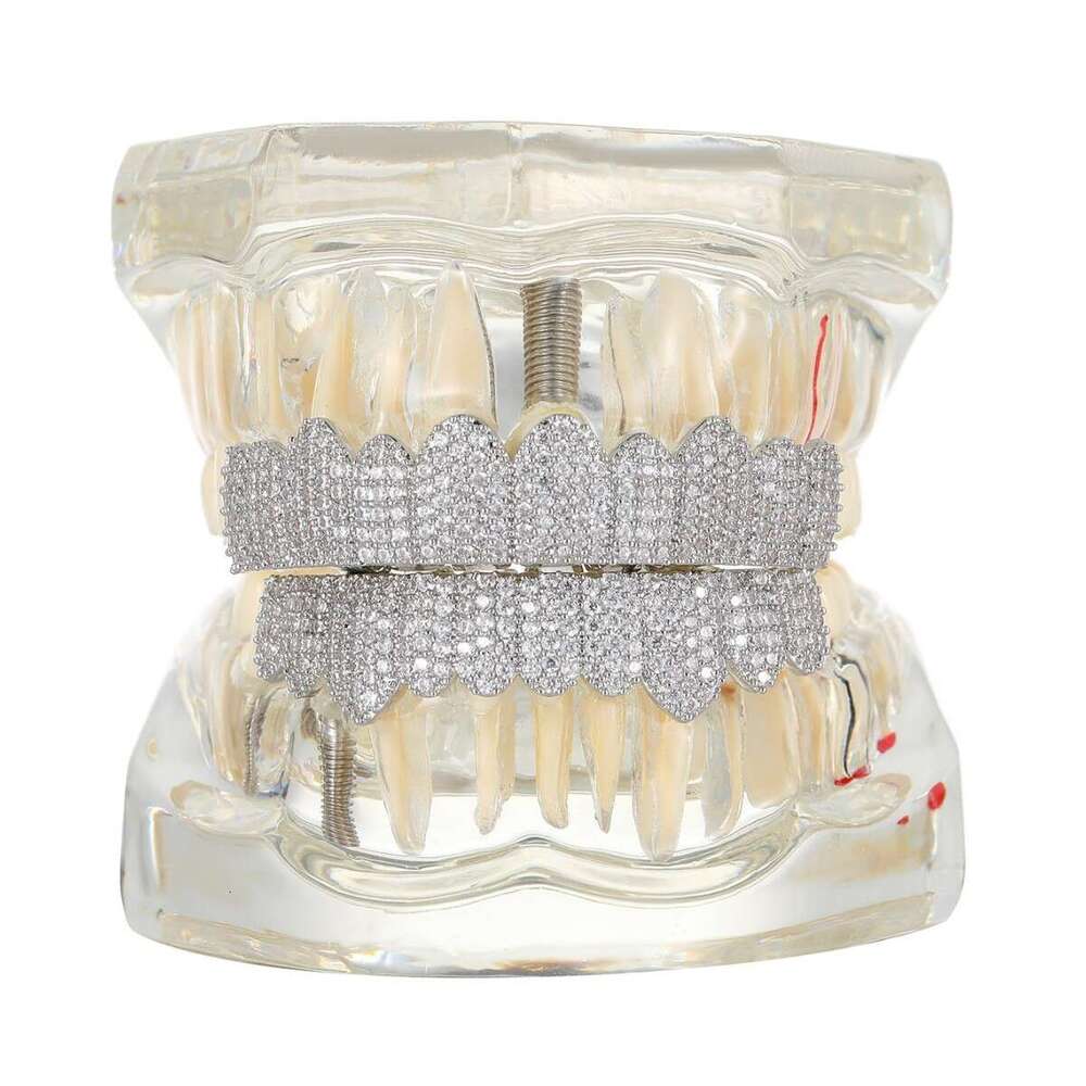 Adjustable Hip Hop Teeth Grillz Halloween Style 14K Gold Plated Copper Moissanite Rapper Tooth Jewelry