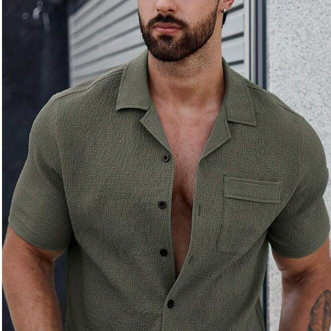 Men Short Sleeve Shirt T Shirt Solid Color Loose Beach Plus Size 2026 New Casual Summer Tops Big And Tall Wholesale Daily Wear Shirts For Men