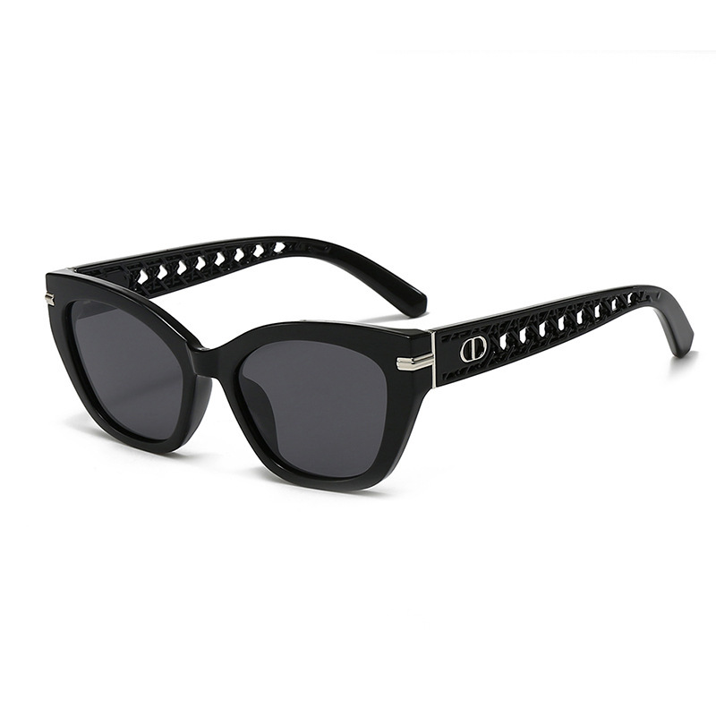 Luxury brand designer glasses Hollowout sunglasses for women large frame trendy polarized UV protection sunglasses sunshade glasses