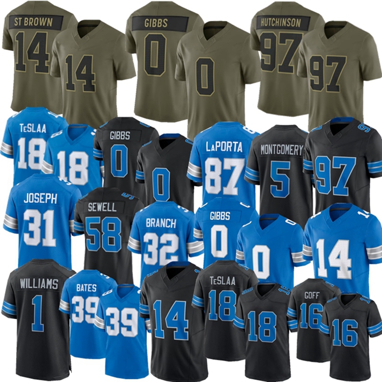 Detroitcity lionsjersey Amon-Ra St Brown Jahmyr Gibbs TeSlaa Football Jersey Williams Jared Goff Sewell Branch Joseph Bates Jerseys