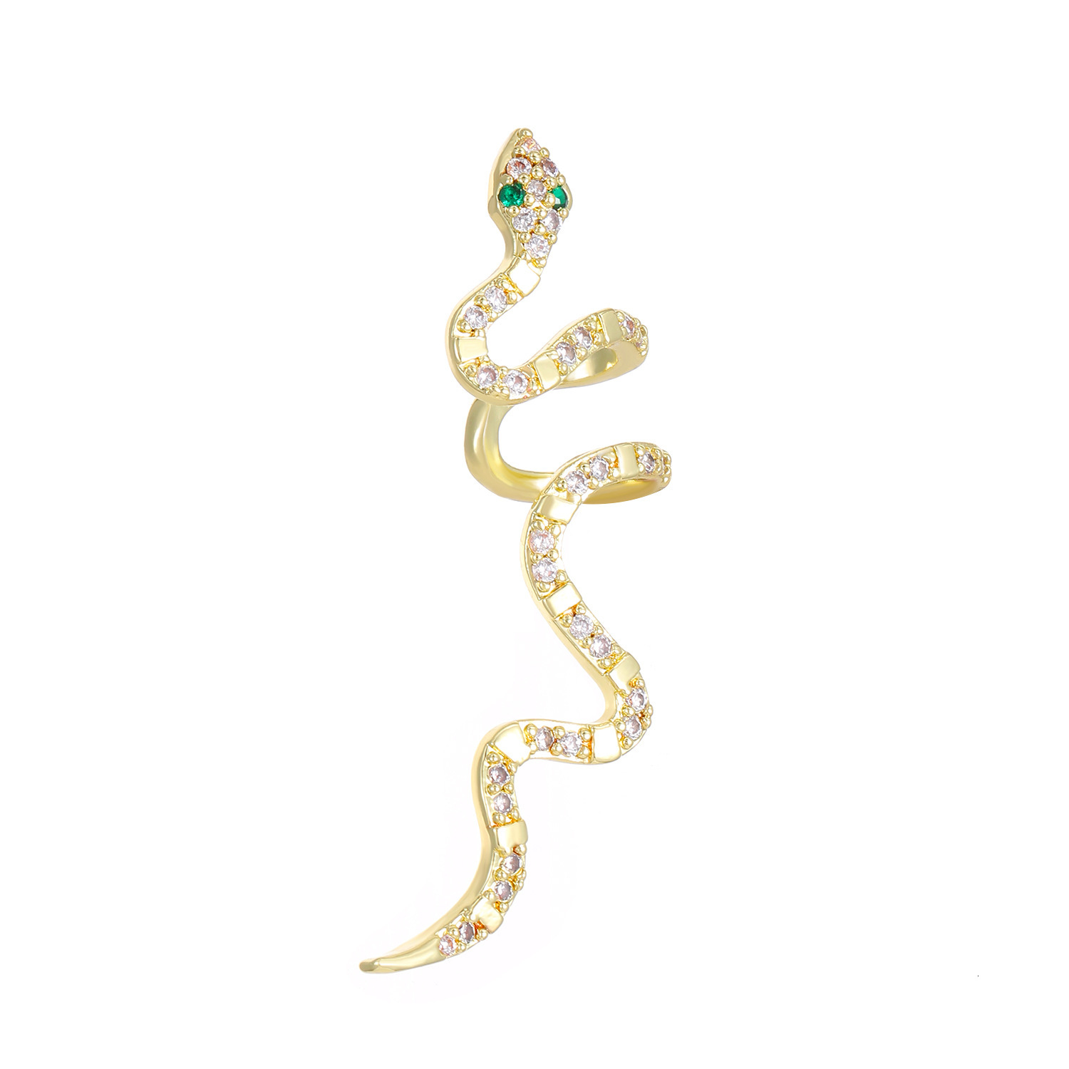Designer European and American style unique punk retro snake-shaped ear clip without piercing, zodiac snake ear cuff, snake year earrings for those wi