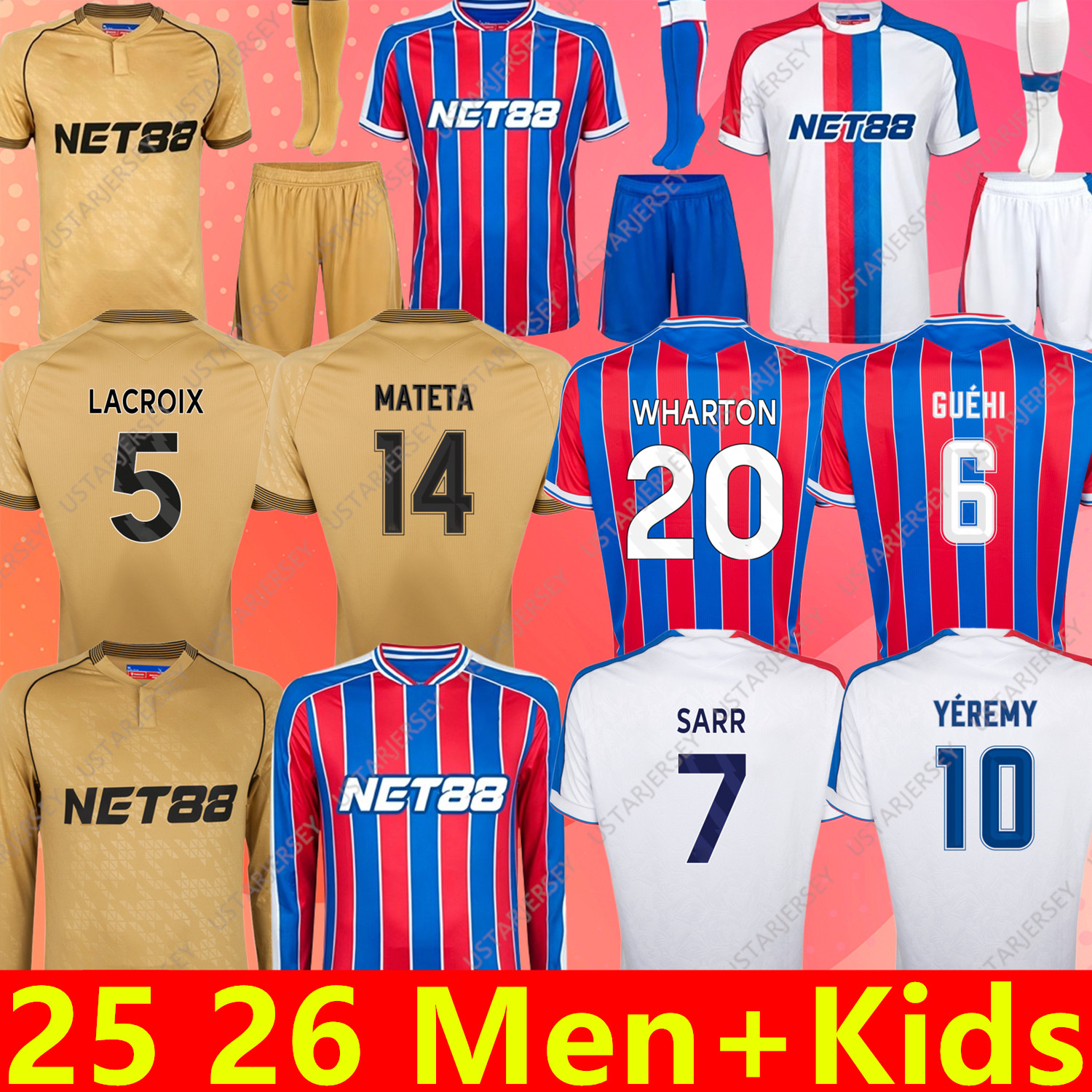 2025 2026 Crystals Soccer jerseys WHARTON DOUCOURE OLISE 25 26 Crystal EZE MATETA EDOUARD JAYEW GUEHI LACROIX Top fan kids kit player version football shirts PalaceS