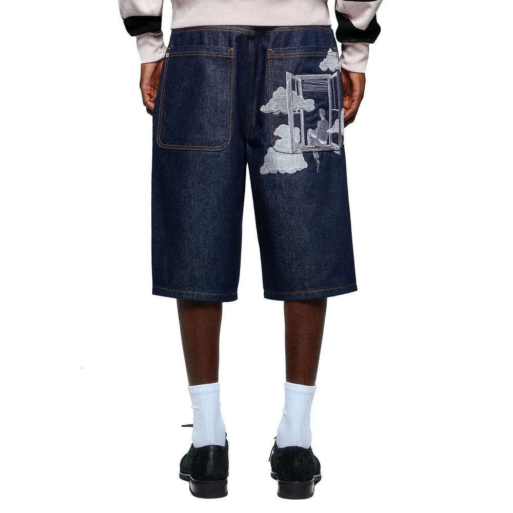 Denim Hot Pants Women Baggy Frayed Edge Distressed Casual Daily European and American cross-border derschutze embroidered denim shorts for men,