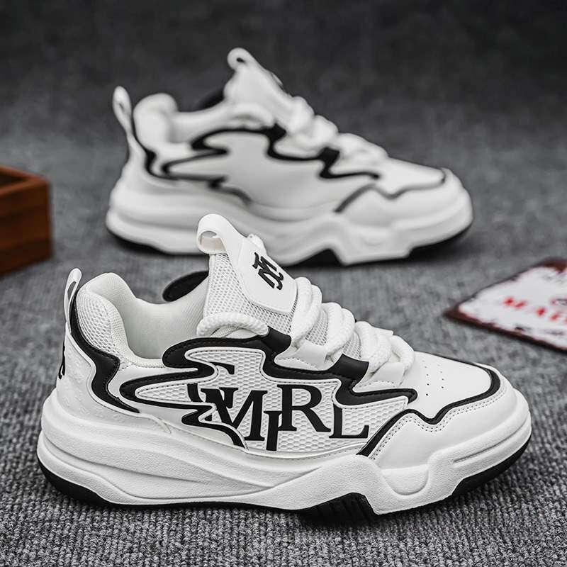 Men's New Autumn Versatile Leather Running Men's Casual Sneakers Height-Increasing Thick-Soled Dad Shoes