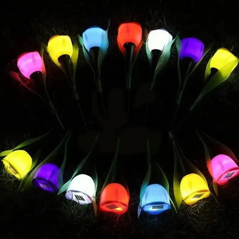12PCS Solar Tulip Lights Outdoor Waterproof Garden Automatic On at Dusk Mood Lighting for Yard Pathway 260429