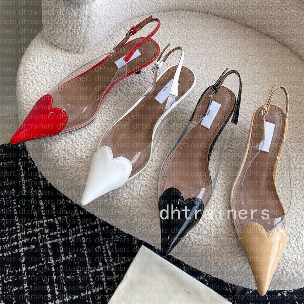 High Heel Heart Mules Slippers Sandal Designer Sildes Women Sandals Love Heels Heart Calfskin Pointed Toe Glitter Crystal Dress Shoes Sexy Fashion Luxury high-heel