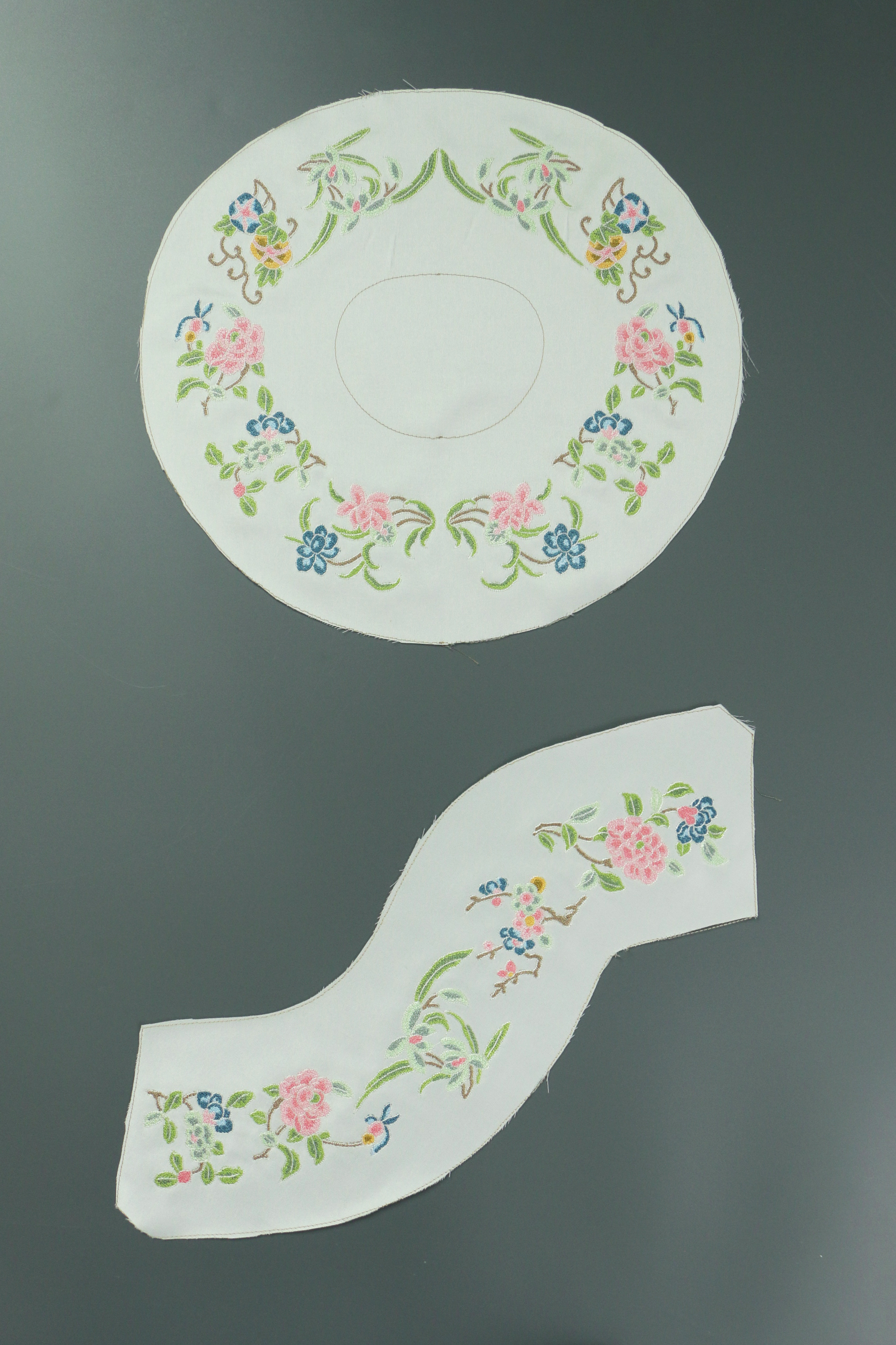 Chinese Style Garment Accessories, French Knot Hundred Flowers Embroidered Lace, Collar Trim, Slanted Placket