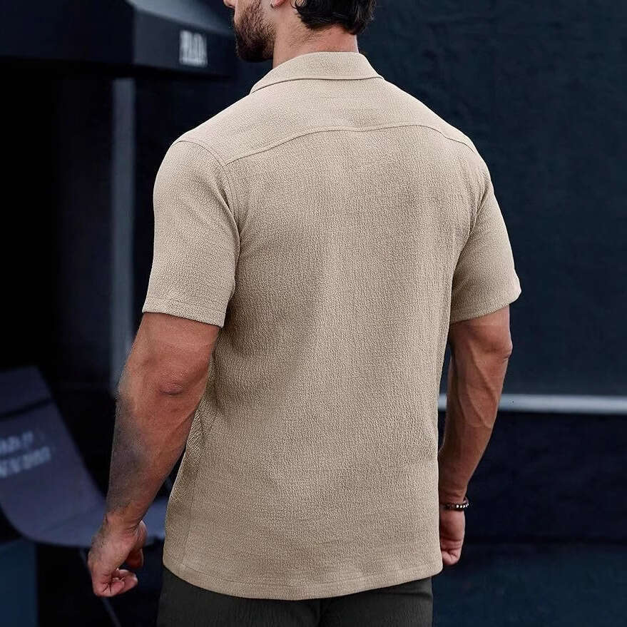 Men Short Sleeve Shirt T Shirt Solid Color Loose Beach Plus Size 2026 New Casual Summer Tops Big And Tall Wholesale Daily Wear Shirts For Men