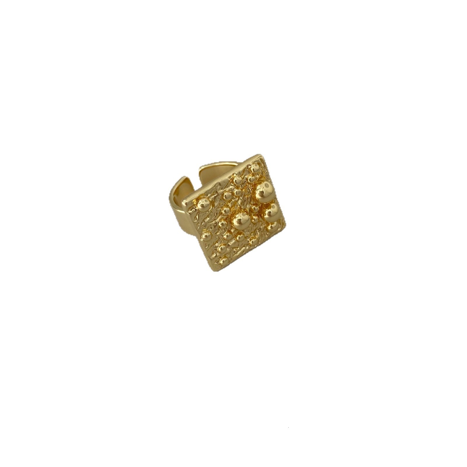 Mens 2-Finger Ring Nugget n Heavy Rough Style Hip Hop 14K Gold Plated Big Ring Irregular Geometric Shape for Two Finger 260421