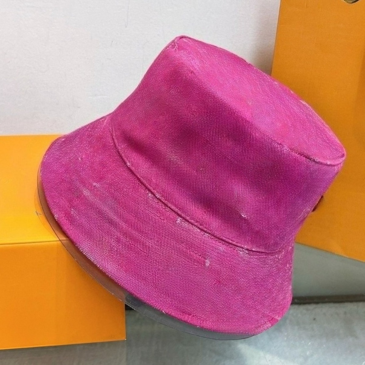 Designer Cap Washed Denim Bucket Hat Casquette Luxe Jacquard Pattern Unisex Casual Sun Hat for Streetwear Outdoor Daily Wear