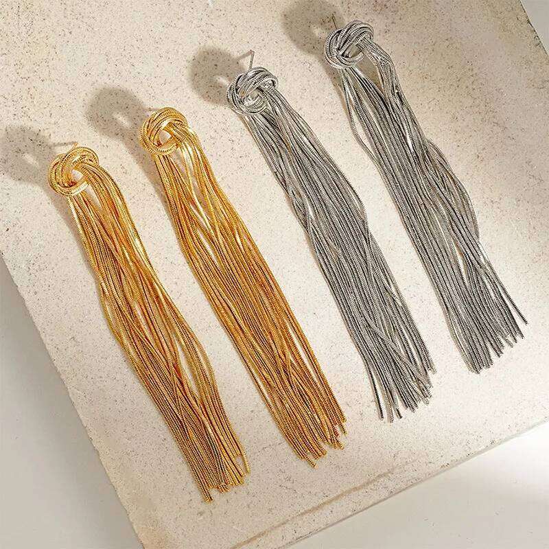 2025 Knotted Long Tassel Chain for Women Female Exaggerate Metal Handmade Earrings Luxury Wedding Daily Jewelry Gifts - view 6