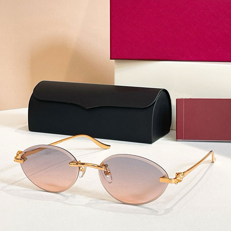 PANTHERE DE SUNGLASSES Womens Designer Borderless Oval Sunglasses Pink Gradient UV400 Lens High Street Outdoor Show Goggles CT0504 Comes with Top Quality Box