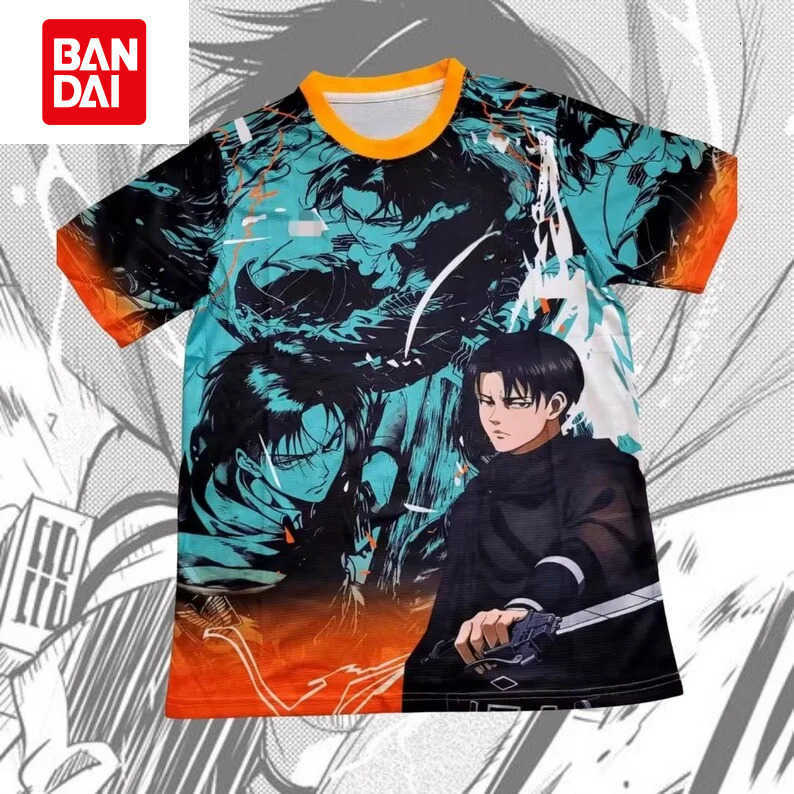 Bandai Bandai 2025 Japanese Anime Football Jersey Attack on Titan Men Women Oversize Summer Quick Dry Sport Breath L260429