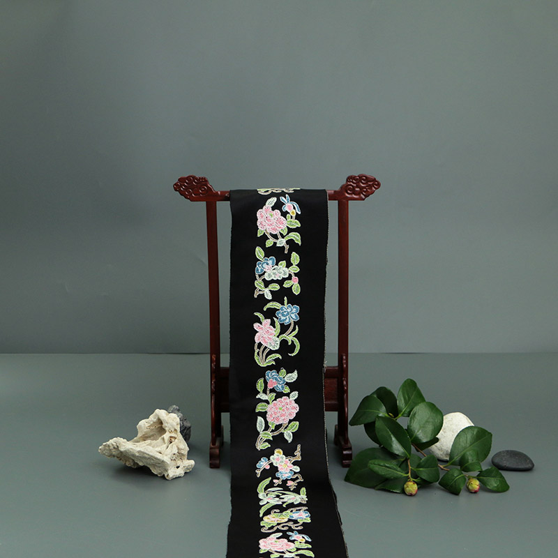 Chinese Style Garment Accessories, French Knot Hundred Flowers Embroidered Lace, Collar Trim, Slanted Placket