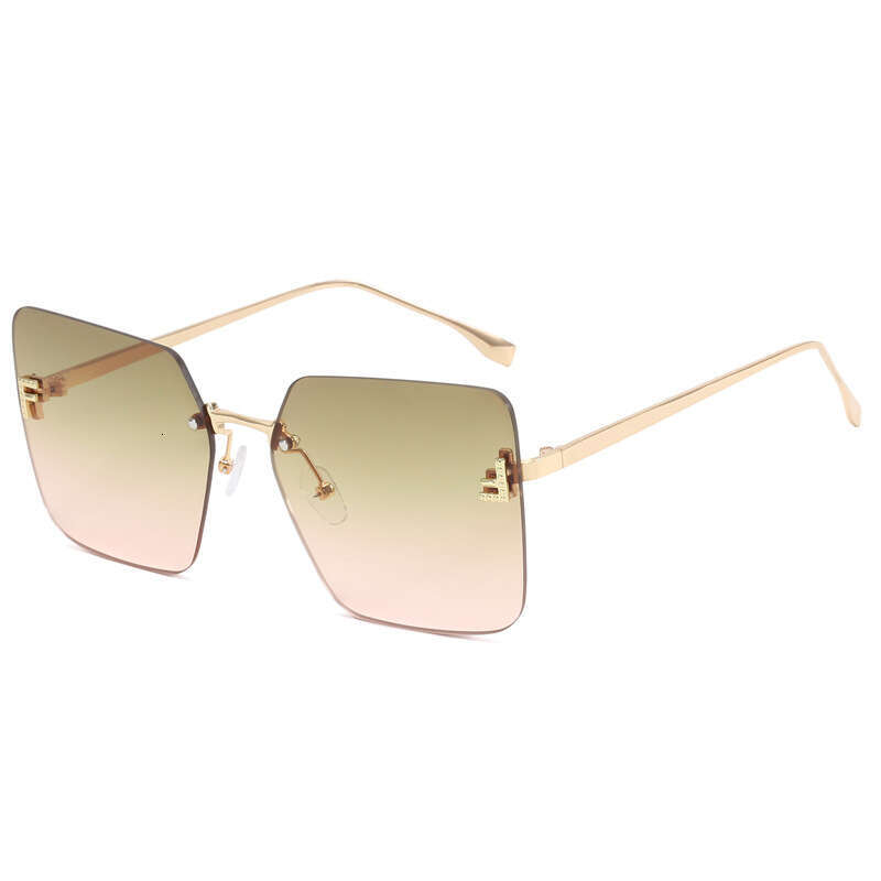 Designer Metal Personalized Sunglasses, UV400 Protection, Diamond Embellished Letter F, European American Style Women Versatile Trendy Fashion Eyewear