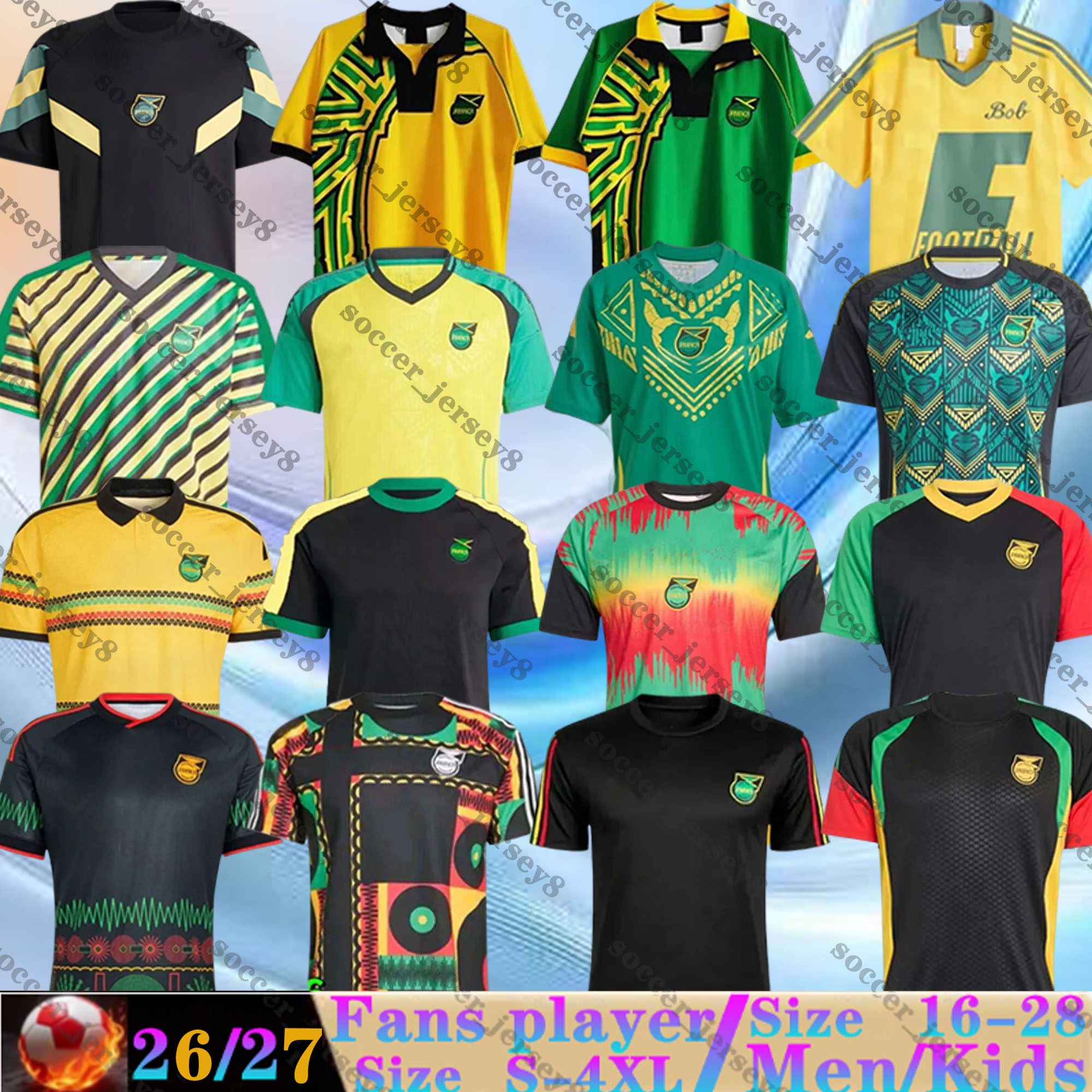 2026 2027 Jamaica soccer jerseys Bailey ANTONIO Nicholson MORRISON home away men kids kit camesitas de futol Bob Marley 25 26 27 national team football shirt Retro 98