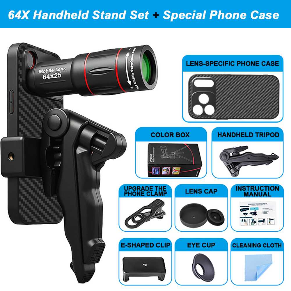 64X25 Monocular Telescope, Adults Monocular with BAK4 Prism, Smartphone Adapter, Compact, Beginner, Adults,Optional upgraded exclusive phone case vers