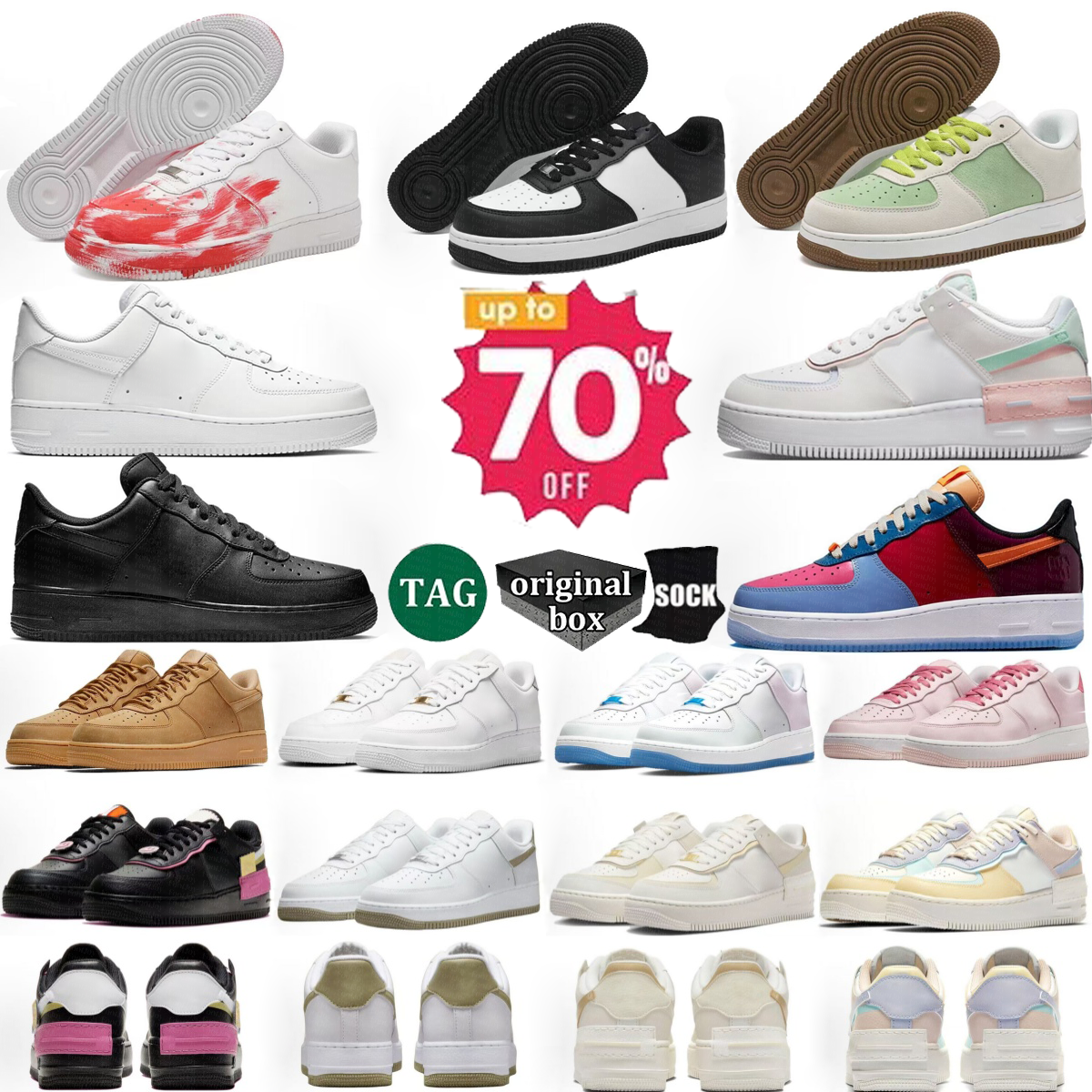 Top designer AF1s with box one men women designer running Shoes 1 Triple white black Green sneakers outdoor mens trainer