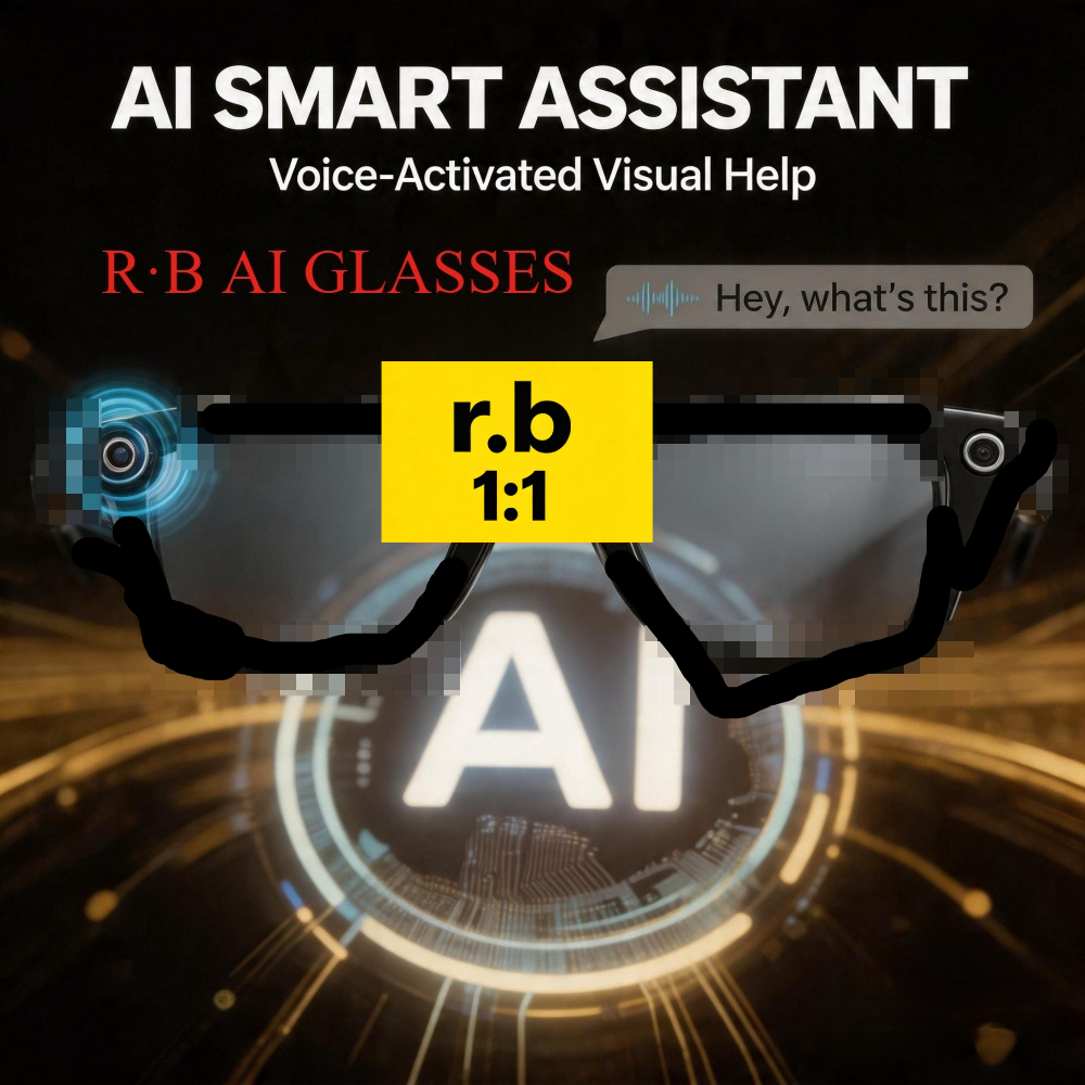 R-B META AI Smart Glasses 4K HD Camera BT Call Anti-Shake Camera Glasses with Video Recording Dual Mic, Simultaneous Interpretation/GPT Identify Objects, 270mAh
