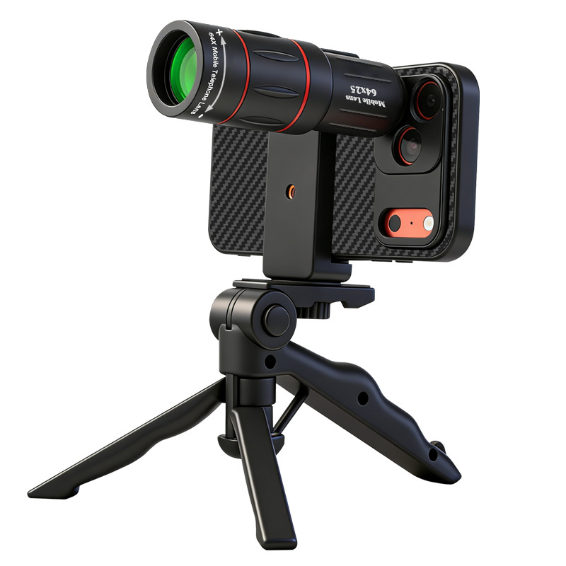 64X HD Super Zoom Phone Telephoto Lens Portable Mini Monocular Telescope for Concert Travel Outdoor Fit iPhone Huawei All Smartphones