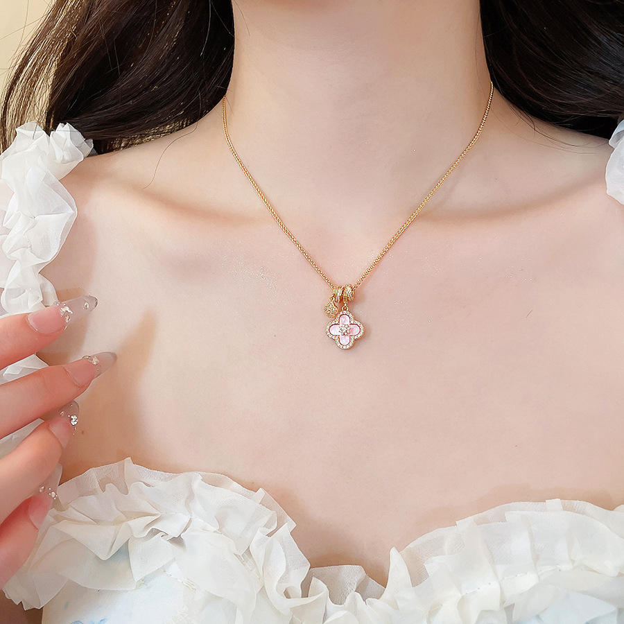 18k real gold plated zircon flower lock C-shaped earrings and necklace set, light luxury, high-end, elegant, versatile jewelry for women - view 6