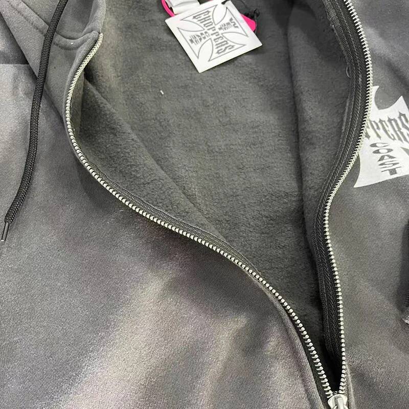 West Coast Choppers Zipper Hoodie Real Photo Men Women Street Cross Letter Print Hooded Sweatshirt