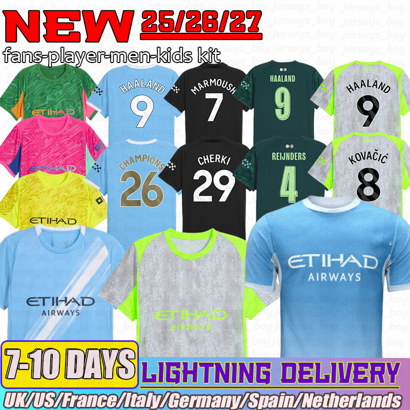 man city 26 27HAALAND FODEN Cherki Guehi MARMOUSH 25 26 Soccer Jerseys XXXL 4XL RODRIGO Bernardo Doku SNINHO Kovacic 2026Football Shirt Mens kids kit uniform