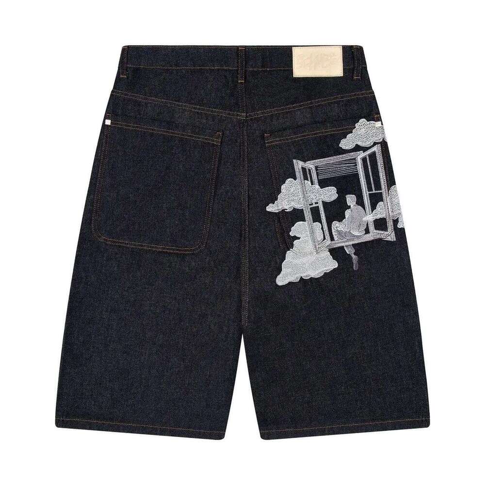 Denim Hot Pants Women Baggy Frayed Edge Distressed Casual Daily European and American cross-border derschutze embroidered denim shorts for men,