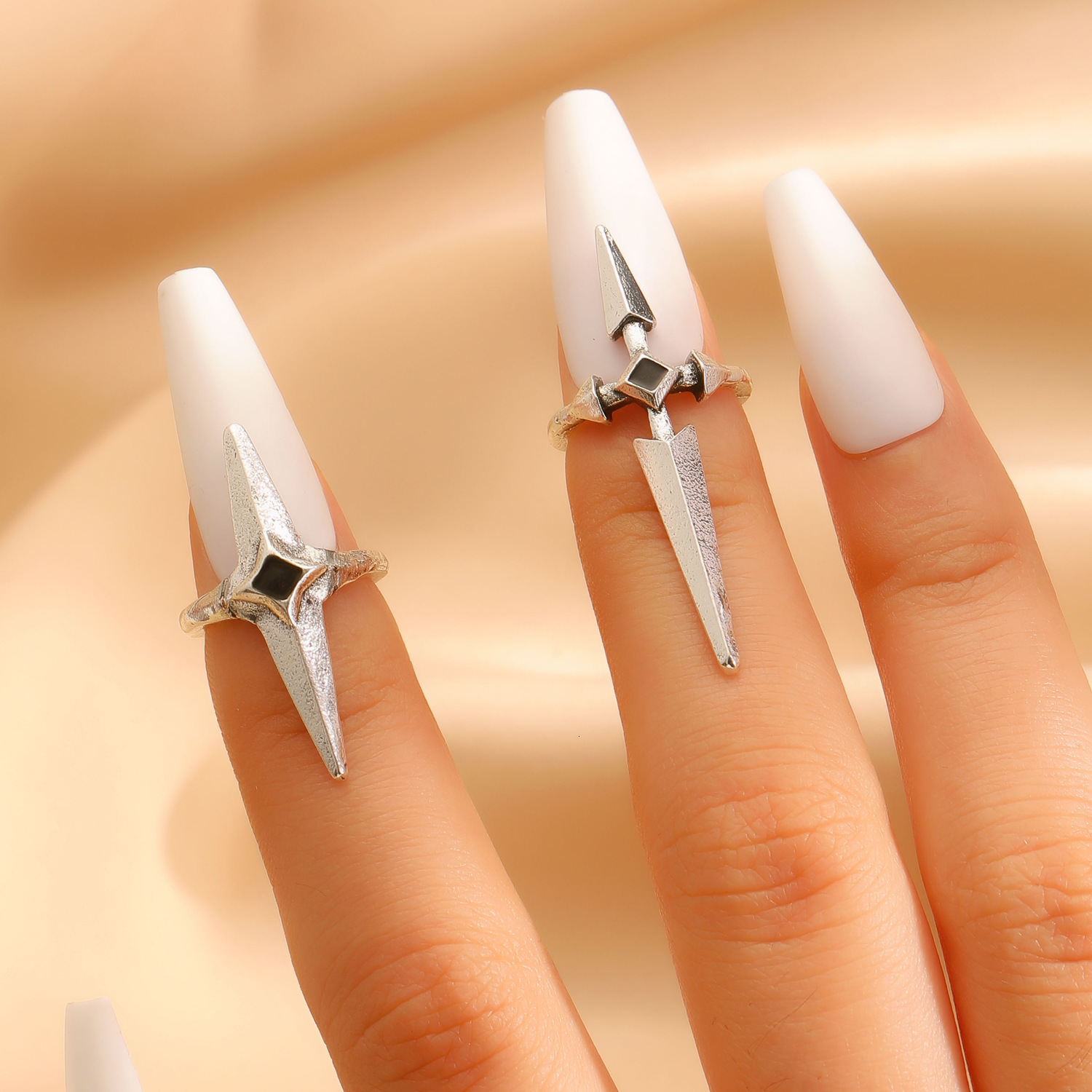 Designer European and American Gothic Punk Design High-End Knuckle Ring, Vintage Adjustable Open Ring, Unisex, Cross-Border
