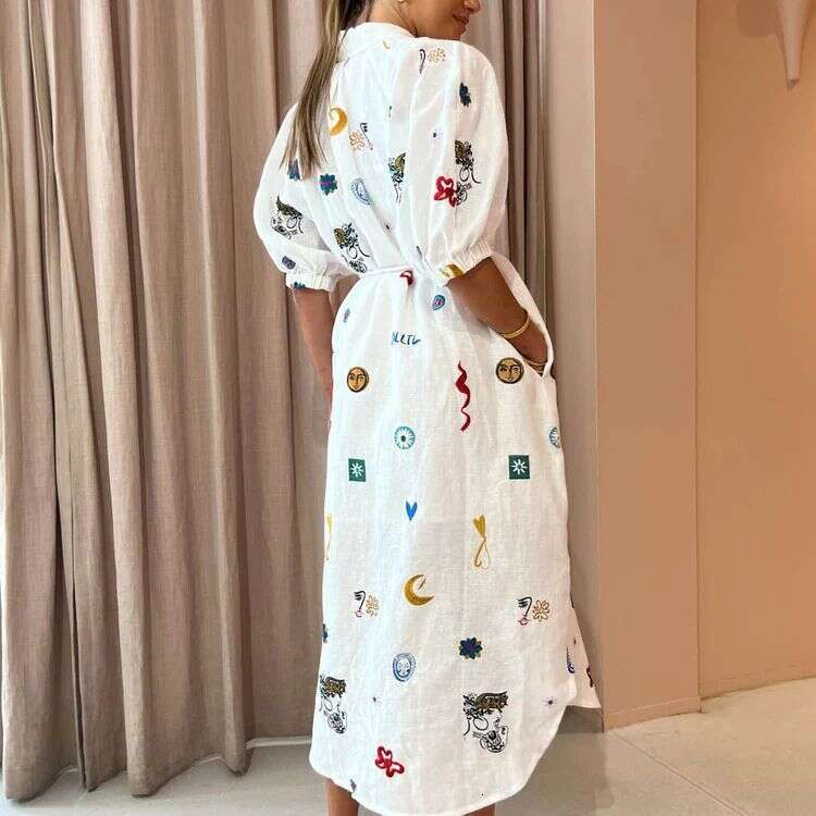 Niche Designer Luxury European American Women Linen Shirt, Personalized Lantern Sleeve Cardigan, Casual Fashion Loose Blouse for Daily Office MAKOUFEI