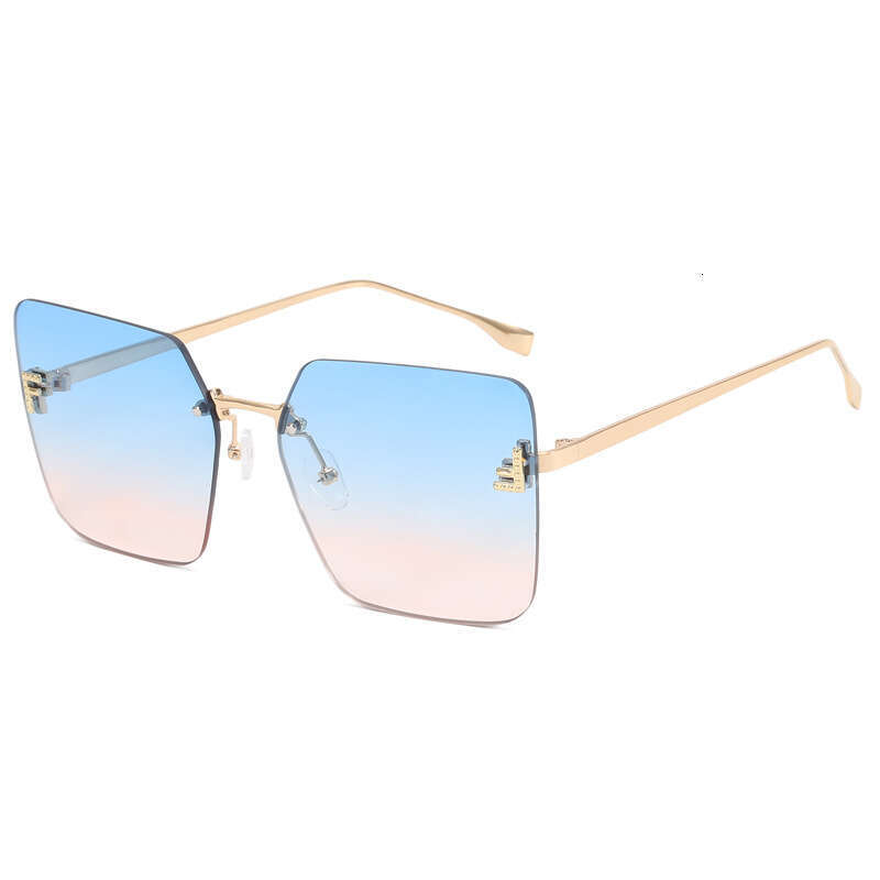 Designer Metal Personalized Sunglasses, UV400 Protection, Diamond Embellished Letter F, European American Style Women Versatile Trendy Fashion Eyewear