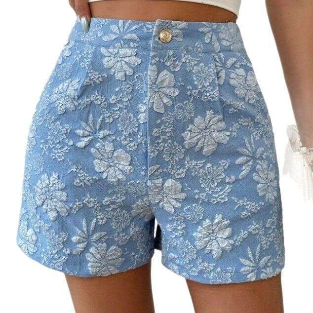 New Summer Women Textured Jacquard Straight Shorts, Elegant High Waist Casual Office Daily Solid Short Pants for Independent Cross-border Store MAKOUF