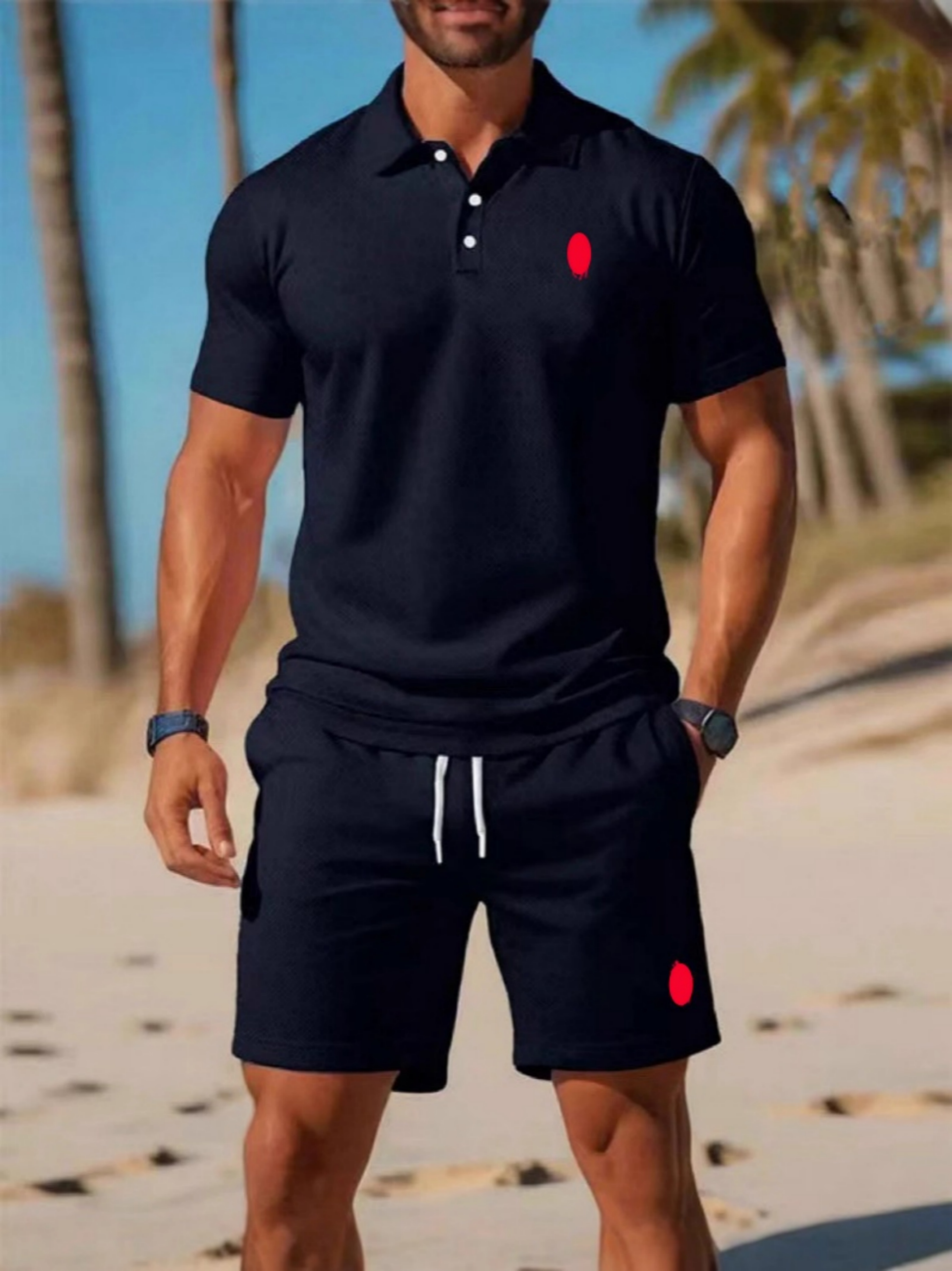 Designer Polo Men's Embroidered Two-Piece Set - Summer High-Quality Versatile Trendy Shirt & Shorts Casual Outfit