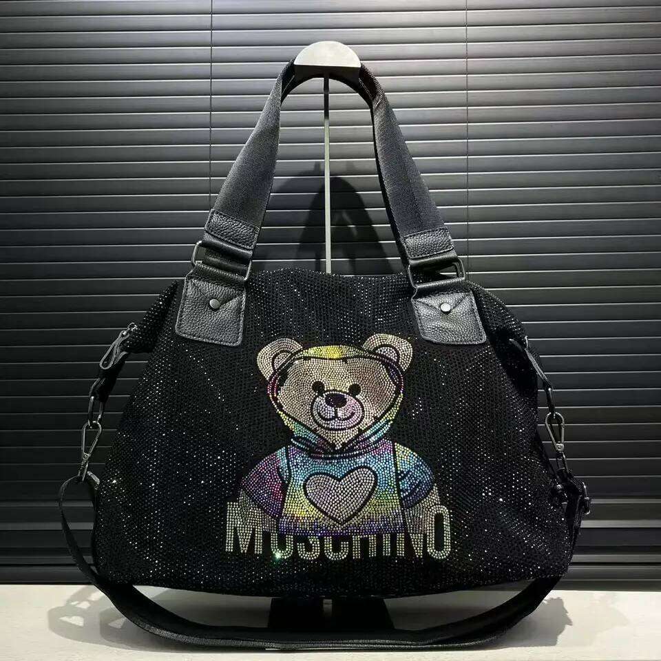 Ladies Fashionable Diamond Jewelry Cute Teddy Bear Handbag Large Capacity Personalized Elegant Shiny Shoulder Bag SENYY