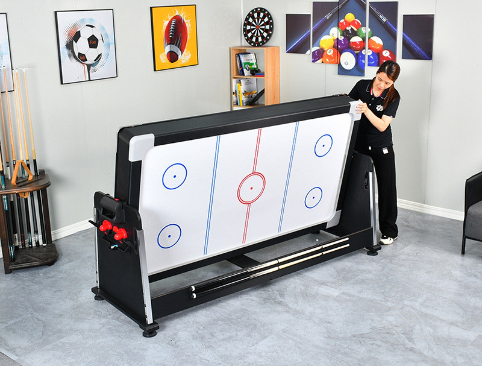 Pool Table Billiard Table 7ft 4 In 1 Multi Game Air Hockey Ping Pong Conference Table For Adult Indoor Game