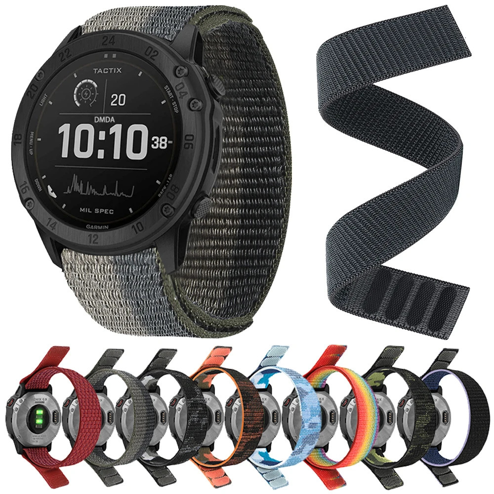 22mm 26mm QuickFit Nylon Loop Strap For Tactix 7 AMOLED Delta Bravo Band For 7X 6 PRO 5 3 Braided Watchbands 260428