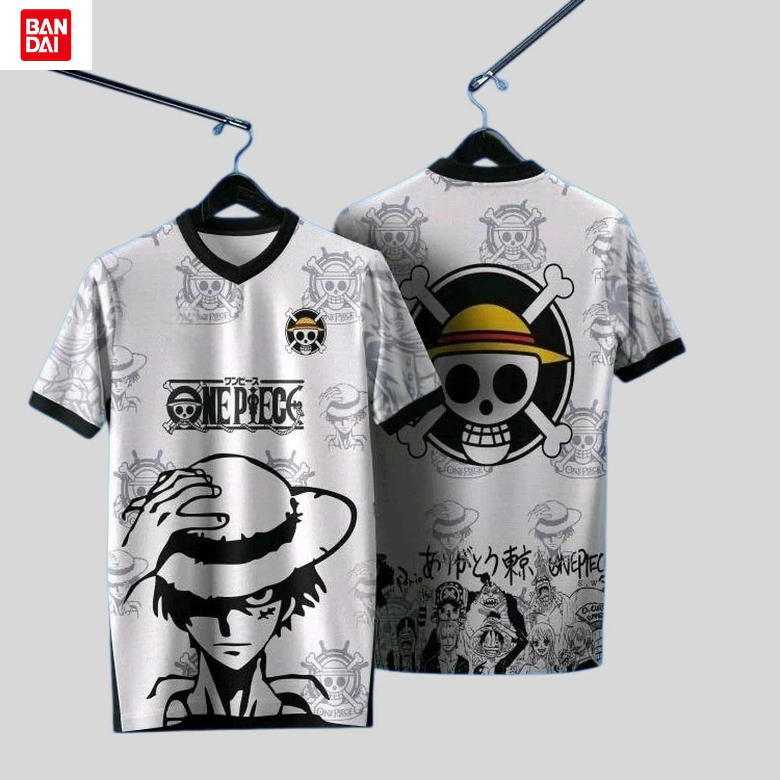 Bandai 2026 Japanese Anime Bandai Dragon Ball One Piece Demon Slayer Short-sleeved T-shirt Spring/Summer Mens Jersey Sports Childrens L260429