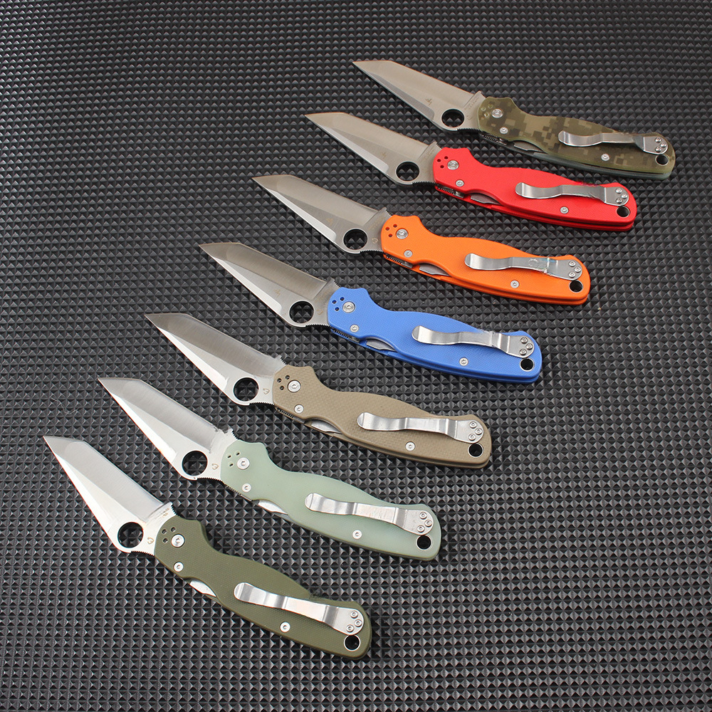 C81 Outdoor Camping Hiking Fishing Survival Sharp Folding Knife G10 Handle