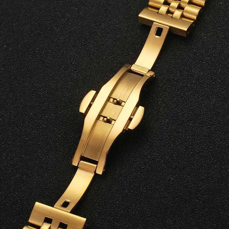 Jubilee 12mm 14mm 18mm 19mm 20mm 22mm Stainless Steel Five Rice Beads Silver Gold Universal Straight Curved Endink Watch Strap 260429