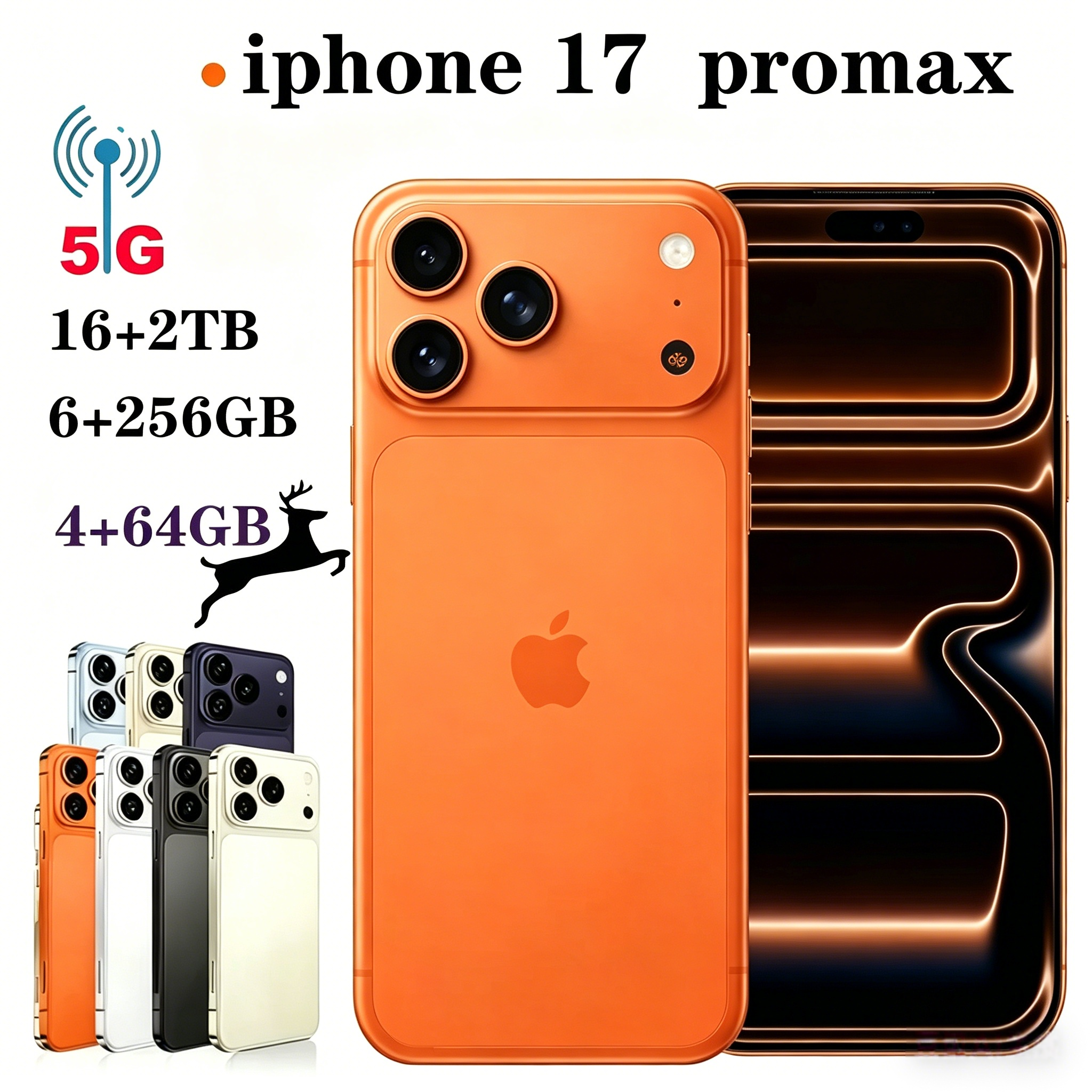 Designer iphone17 Pro Max Style 5G Smartphone Android 15 Unlocked 16GB+2TB 108MP Camera 6.7 inch HD Display Dual SIM Face Unlock Cell Phone