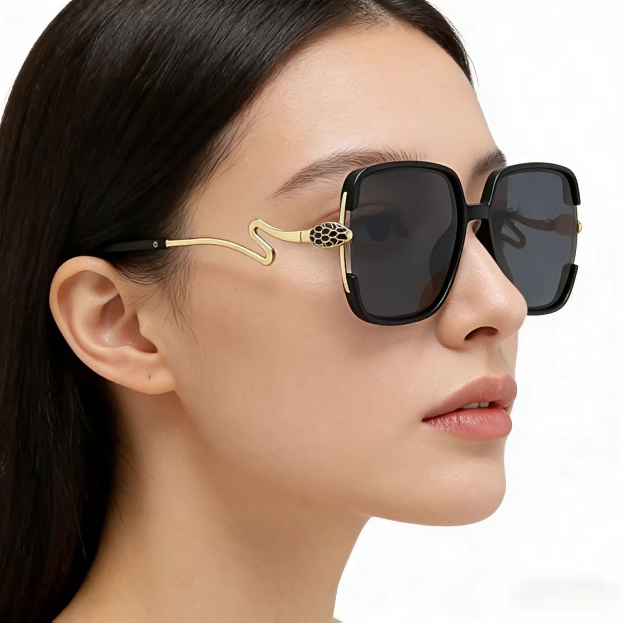 Luxury brand designer glasses New squareframe polarized sunglasses for women highend largeframe with unique temple design retro sunglasses simple and 