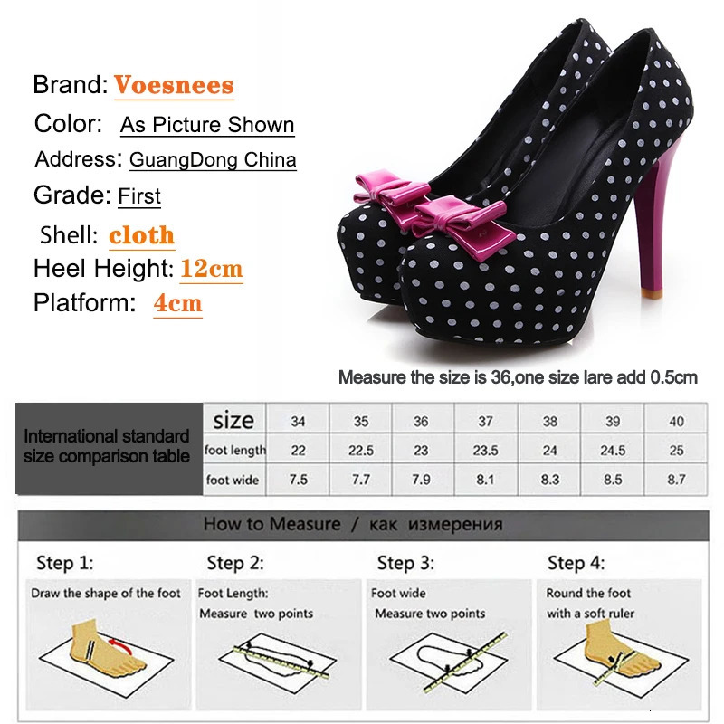 2026 Spring Autumn Womens Pumps Sweet Bow Polka Dot High-Heeled Single Shoes Round Toe Thin Heels Plus Size Women Shoes 260428