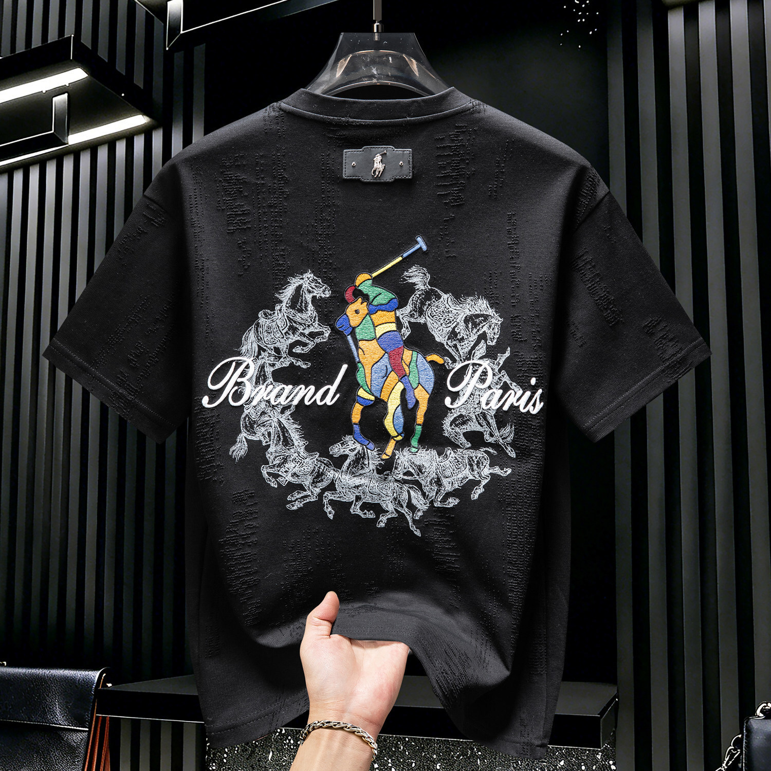 Embroidered And Printed Short-sleeve T-shirt For Men, Year Of Horse 2026 New Summer Trendy Light Luxury Fashion Top - view 3