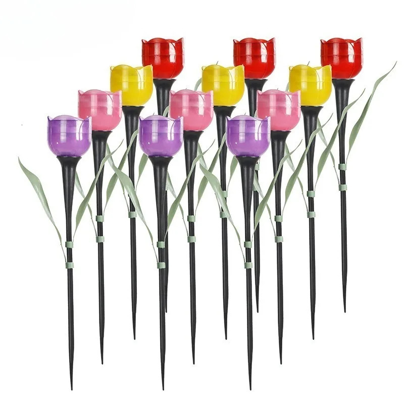 12PCS Solar Tulip Lights Outdoor Waterproof Garden Automatic On at Dusk Mood Lighting for Yard Pathway 260429