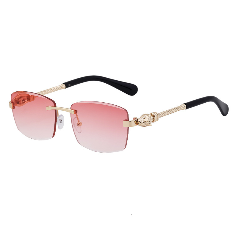 Luxury Brand Designer Leopard Head Frameless Sunglasses For Men - European And American Retro Style, High-end, Fashionable And Trendy Eyewear.