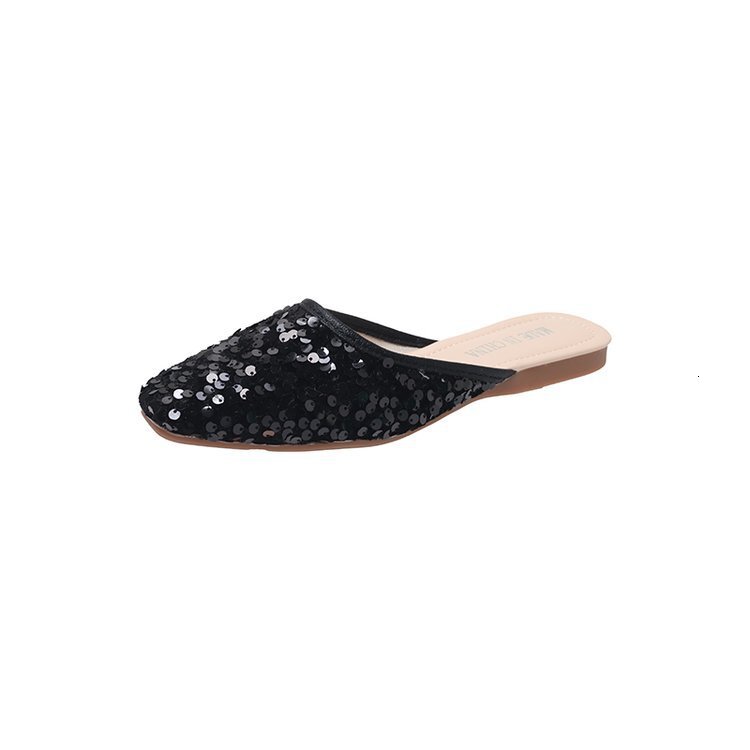 French Style Designer Model High-end Slip-on Sandals Exquisite And Luxurious Women's Single Shoes New Outdoor Style Casual Flat Shoes Sequined Sa